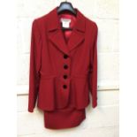 Ladies Yves St Laurent red jacket & skirt, size 38