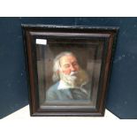 An oil painting portrait of renowned American poet Walt Whitman 24.5x19cm