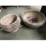 2 weathered planters