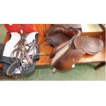 Leather general purpose saddle, leather bridle & adult body protector by Beta