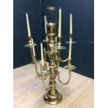Victorian style brass eight branch candelabra, 110cmH