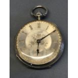 Hallmarked silver cased open face pocket watch