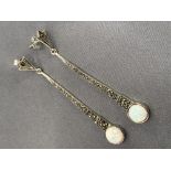 Pair of silver marcasite and opalite drop earrings