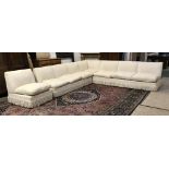 Large contemporary L-shape sofa & single chair upholstered in cream fabric (some marks) 338x302cm (