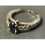18 carat white gold, tanzanite and diamond ring, 3.55 carats