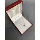 14 carat white gold and diamond drop pendant necklace of 48 points on a 14 carat white gold chain