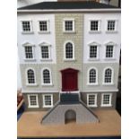 4 storey doll's house, complete with electrics, furniture & spare building materials, 115Hx96Wcm