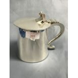 Hallmarked silver pint lidded tankard, Sheffield 1925, 13.46 ozt