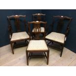 Set of 4 Chippendale style mahogany dining chairs, two with arms