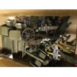 2 Britain's toy model cannons and various military figures & planes etc.