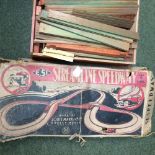 Vintage toy steam line speedway in original (worn) box & building block game