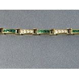 18 carat yellow gold, emerald and diamond bracelet, approx. 2.4 carats