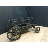 Victorian grey painted wooden 4 wheel dog cart, 200cmL