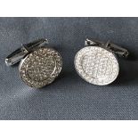 Pair of 18 carat white gold diamond cufflinks of 1.5 carats