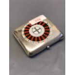 French silver and enamel roulette case, 157g
