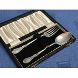 Cased Christening set, spoon & fork, Sheffield 1922