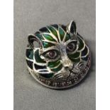 Silver plique a jour brooch in the form of a cat