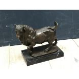 Bronze figure of a Bull, bears signature, with foundry mark on marble base, 25Hx25Lcm