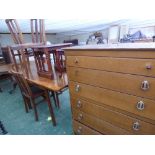 1970's style chest of drawers & 1970's style walnut effect dining table with 6 dining chairs etc.