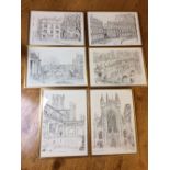 Set of 6 black & white prints, Views of Bath, Griffin '72, Framed and Glazed