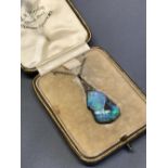 Antique opal and diamond pendant in original case, 4.5g