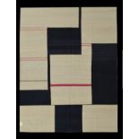 Contemporary Piet Mondrian flat weave rug with large black & beige checks, 2.88x2.07 metres