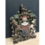 Decorative cast iron plaque in the form of a " Royal Warrant", 80Hx58Wcm
