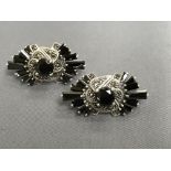 Pair of silver marcasite and hematite earrings