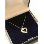 9 carat yellow gold heart shaped diamond necklace