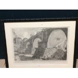 Piranesi black & white print of Veduta, Framed and Glazed, 43x63cm