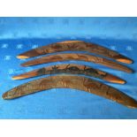 4 various Aboriginal antique boomerangs