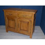 Good quality French honey coloured oak side cabinet (approx. 7 years old) 100Hx125Wcm