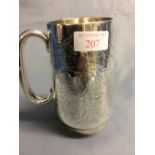 Victorian hallmarked silver foliat chased tankard, London 1883, 8.76 ozt