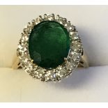 18 carat yellow gold, emerald and diamond ring, 4.3 carats