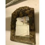 Decorative wall mirror with grape vine decoration, 70Hx40Wcm