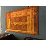 Decorative orange Harvey Guzzini 1960's lamp and orange weave rug 155x92cm (2)