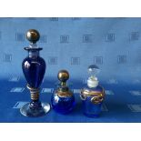 3 various hallmarked silver & glass scent bottles