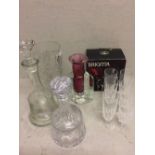 2 glass decanters & qty of various glass