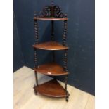 Victorian walnut four tier corner what-not