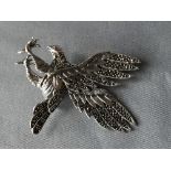 Silver and marcasite American eagle brooch