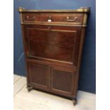C19th French mahogany and ormolu mounted secretaire a abbatant