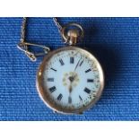 14 carat gold open face fob watch