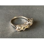 18 carat white gold, five stone diamond ring, 1.84 carats