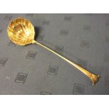 Hallmarked silver ladle with scallop shaped body, 1762, 6.5 ozt