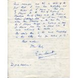 Edward Ivo Medhurst Barrett. Hampshire, 1896-1925. Two page handwritten letter in ink from Barrett