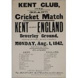 'Kent Club. 1842. Grand Cricket Match. England against Kent on the Beverley Ground, Adjoining the