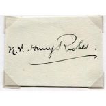 Norman Vaughan Hurry Riches. Glamorgan 1921-1934. Excellent ink signature of Riches on piece.