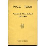 M.C.C. tour of Australia & New Zealand 1965-66. Rare official players' itinerary for the M.C.C. tour