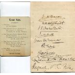 Hampshire C.C.C. 'Annual Staff Supper', 1912. Rare original double-sided card menu and toast list "