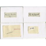 George Herbert Hirst & David Denton. Yorkshire & England. Individual ink signatures on pieces of the